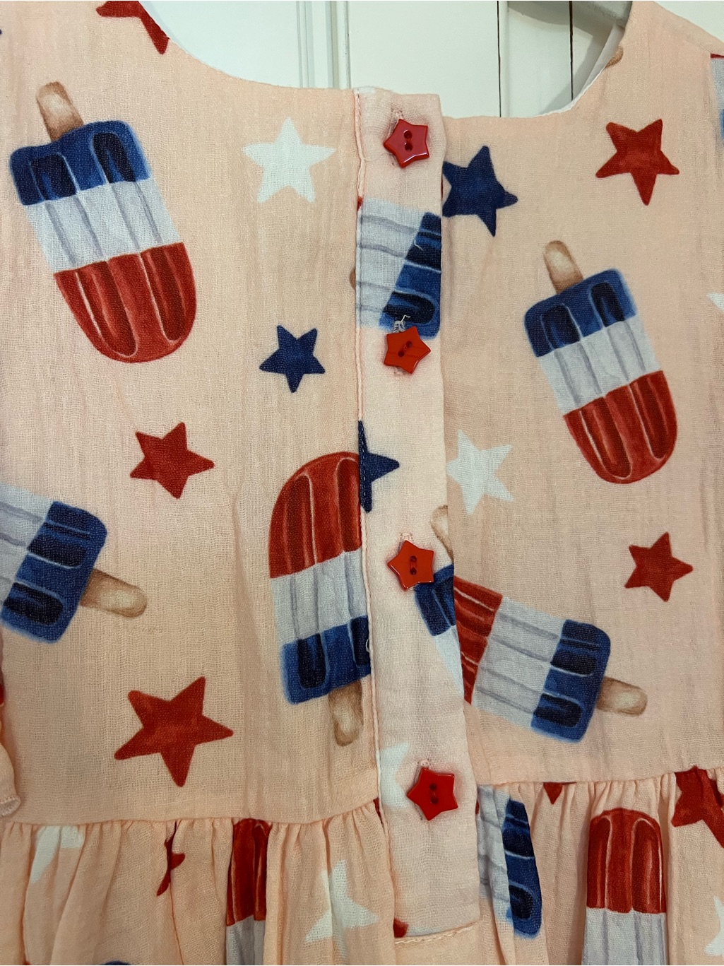 Cheeky Plum Girls Pink Ruffle Dress W/ Red, White & Blue Star Popsicle Print Nwt — image 4 of 4